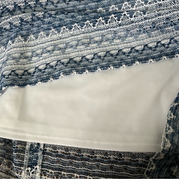 Blue & White Crochet Knee Length Dress w/ Lining | Size XL - Picture 5 of 5